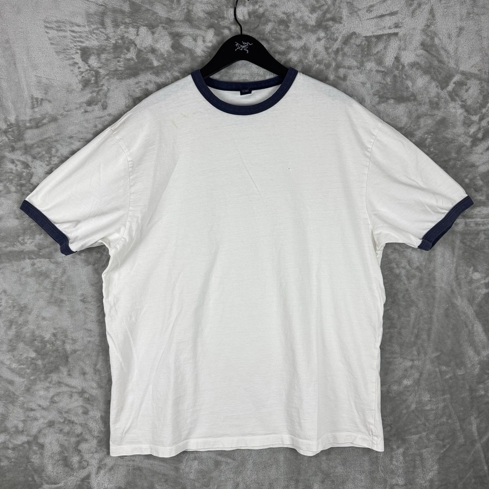 Vintage Gap Ringer T-Shirt Blank White Mens XXL Y2K Cotton Utility Casual